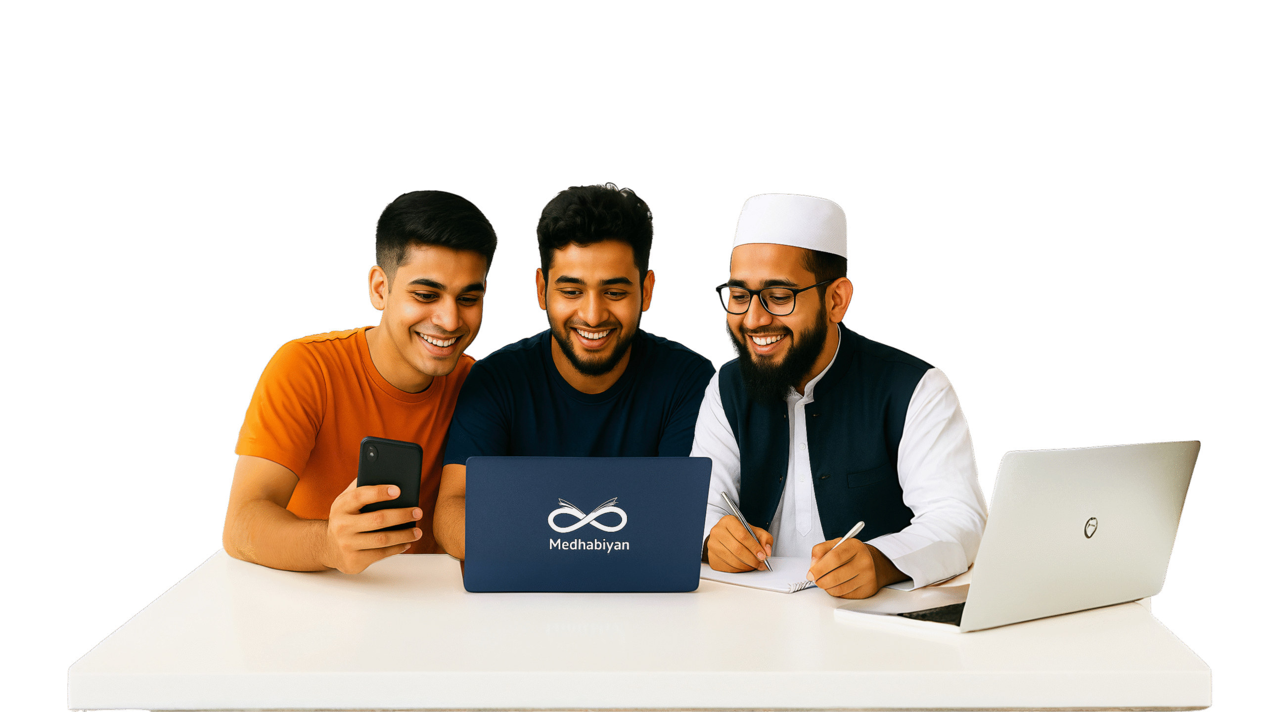 Medhabiyan Hero image, 3 sudents reading